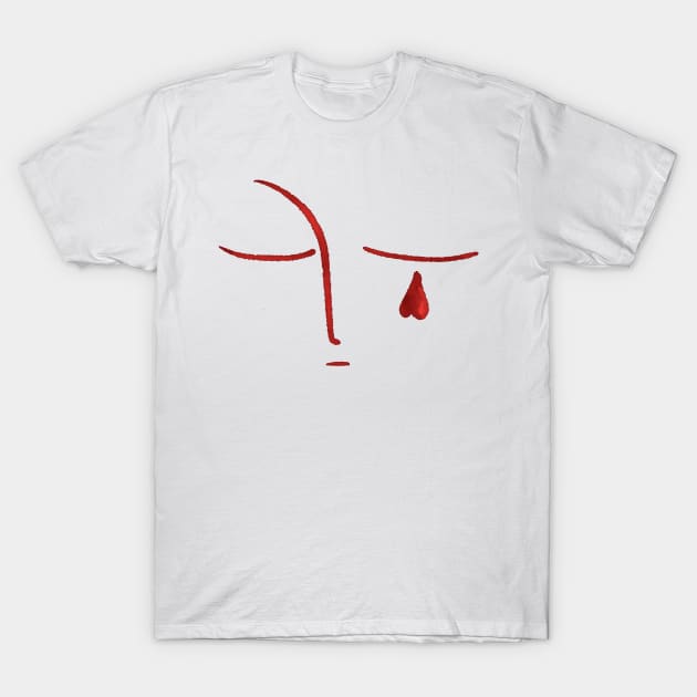 Sad face crying red love heart, version 2 T-Shirt by iulistration